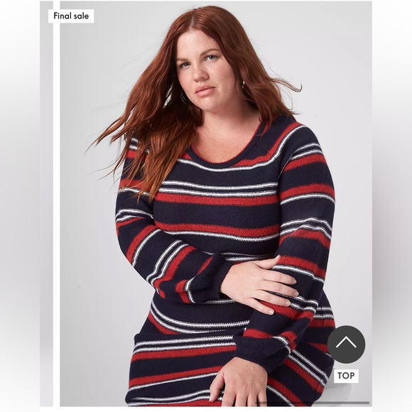 Lane Bryant Long-Sleeve Crew-Neck Striped Sweater Dress • Size 22/24 • NEW! - Picture 3 of 10